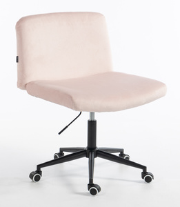 HR150K Scaun Roz Pudra din Catifea cu Bază Neagră