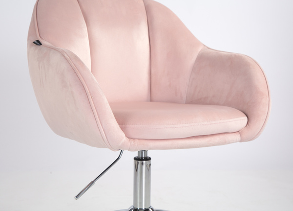 HR2055K Scaun Roz Pudra din Catifea cu Bază Cromata