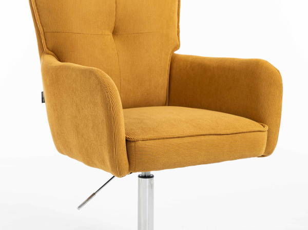 HR250N Scaun Catifea Reiată Premium Ruloare Curry Galben Bază Cromata