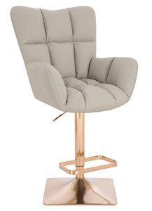 HR650KW Scaun Ecru Piele Ecologica Premium Soft cu Bază Aurie