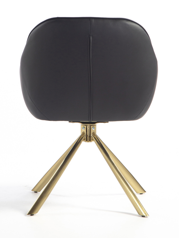 HR2055N Scaun Neagră din Piele Ecologica cu Bază Aurie