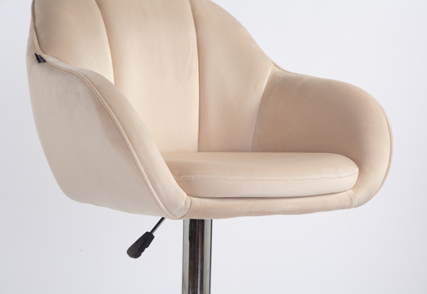 HR2055W Scaun Crem din Catifea cu Bază Cromata