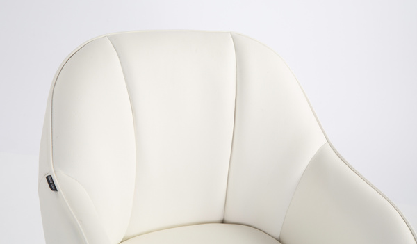 HR2055K Scaun Alb din Piele Ecologica cu Bază Aurie