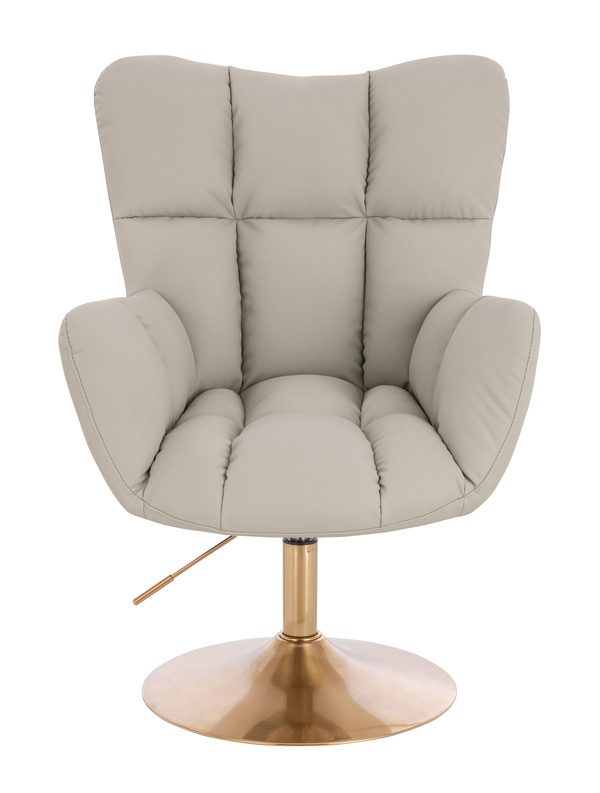 HR650N Scaun Ecru Piele Ecologica Premium Soft cu Bază Aurie