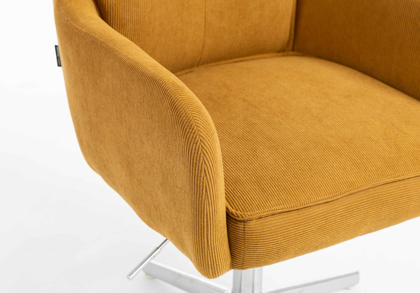 HR250CROSS Scaun Catifea Reiată Premium Ruloare Curry Galben Bază Cromata