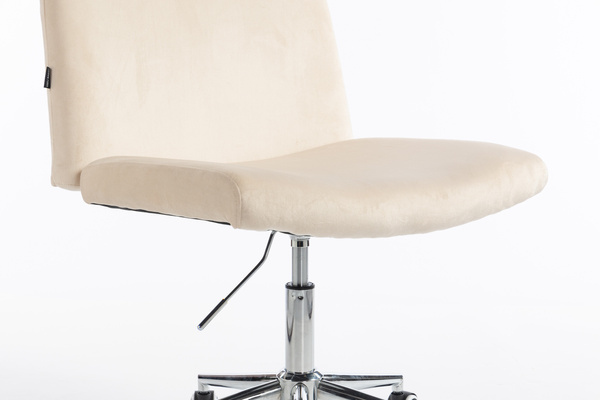 HR150K Scaun Crem din Catifea cu Bază Cromata