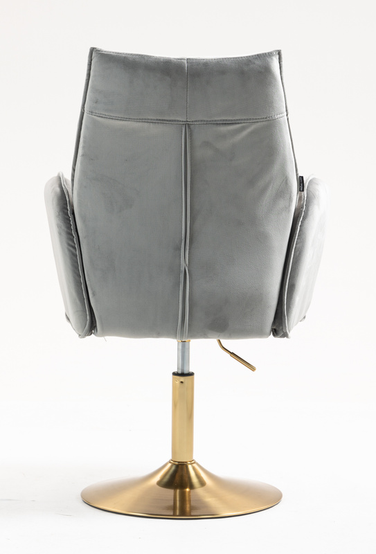 HR280N Scaun Gray din Catifea cu Bază Aurie