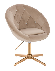 HR8516CCROSS Scaun Latte din Catifea cu Bază Aurie