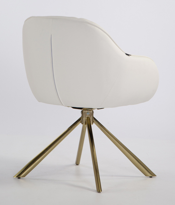 HR2055N Scaun Alb din Piele Ecologica cu Bază Aurie