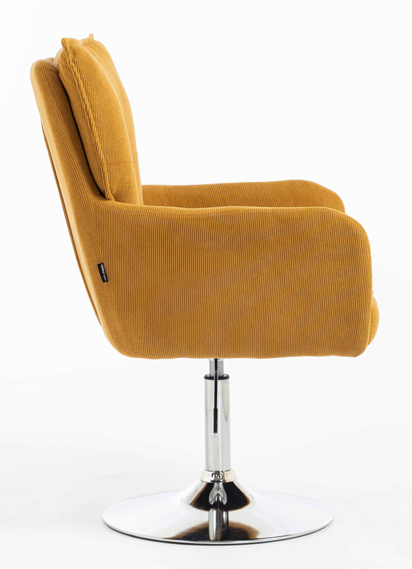 HR250N Scaun Catifea Reiată Premium Ruloare Curry Galben Bază Cromata