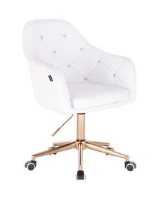 HR830K Scaun Alb de Piele cu Bază Aurie
