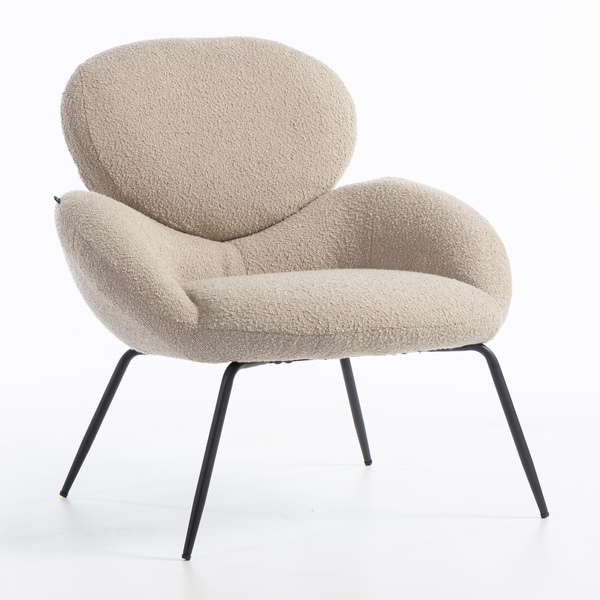 HR2045 Scaun Latte Boucle cu Bază Neagră