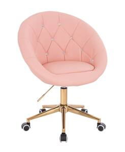 HC8516CK Scaun Roz Piele Ecologica cu Bază Aurie