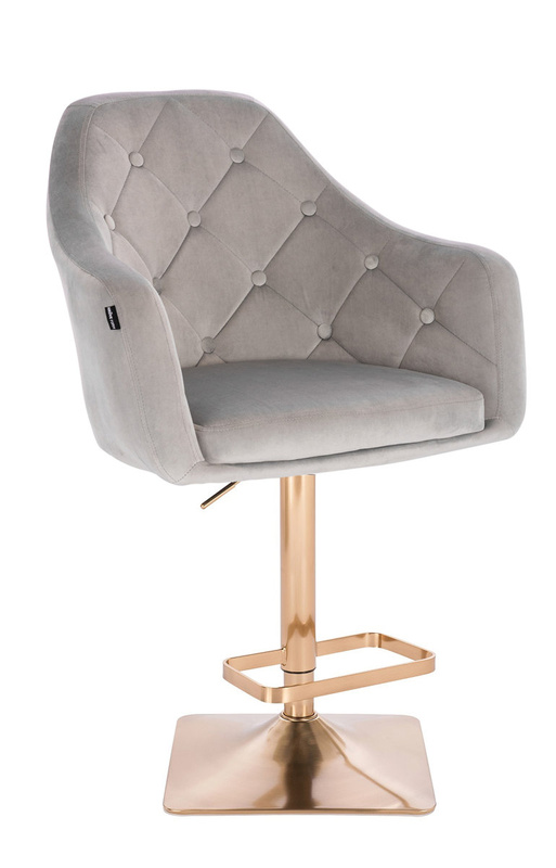 HR831KW  Scaun Catifea Gray cu Bază Aurie