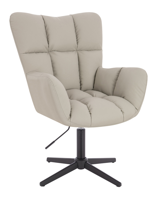 HR650CROSS Scaun Ecru Piele Ecologica Premium Soft cu Bază Neagră