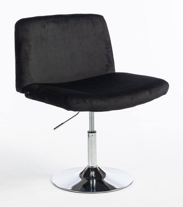 HR150N Scaun Neagră din Catifea cu Bază Cromata