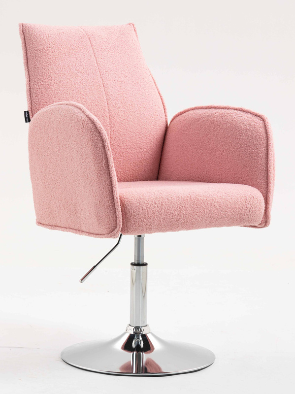 HR280N Scaun Roz Pudra Boucle cu Bază Cromata