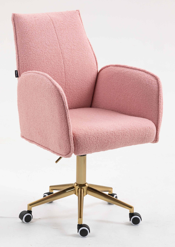 HR280K Scaun Roz Pudra Boucle cu Bază Aurie