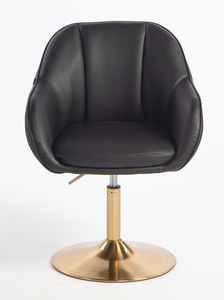 HR2055N Scaun Neagră din Piele Ecologica cu Bază Aurie