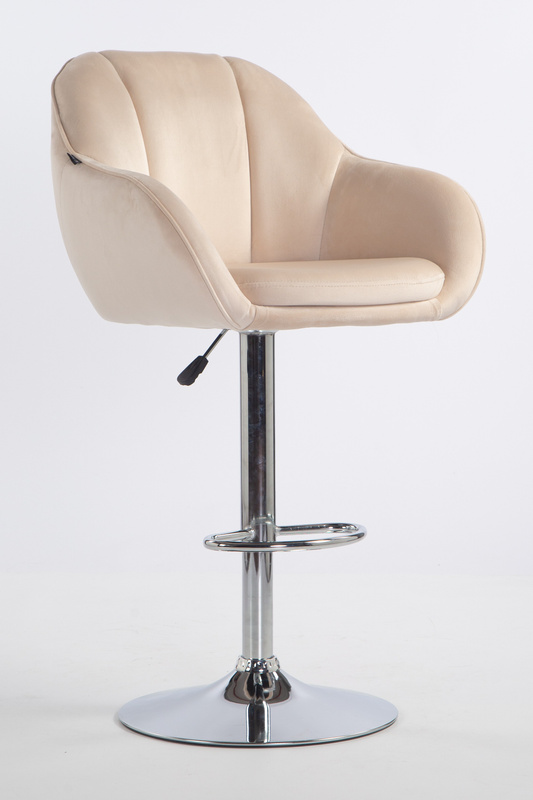 HR2055W Scaun Crem din Catifea cu Bază Cromata