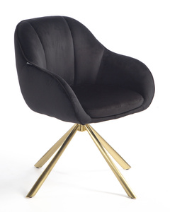HR2055 BAZĂ STEA Scaun Neagră din Catifea cu Bază Aurie