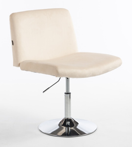 HR150N Scaun Crem din Catifea cu Bază Cromata