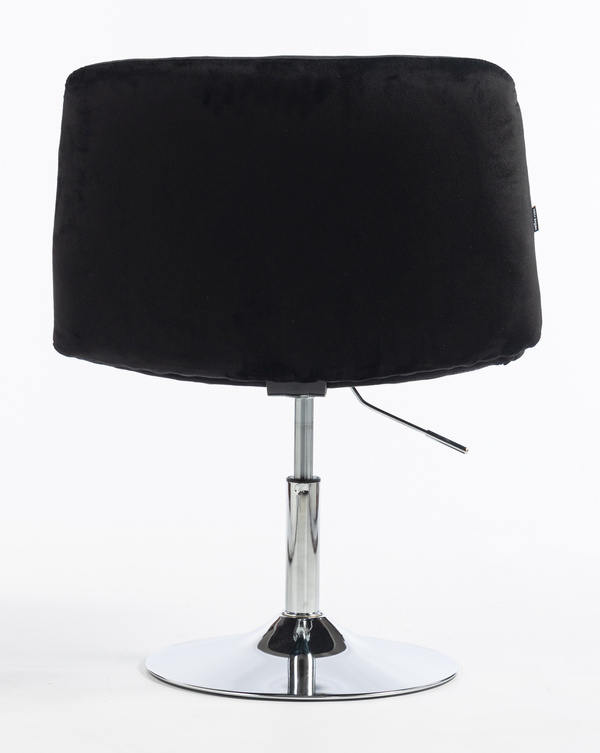 HR150N Scaun Neagră din Catifea cu Bază Cromata