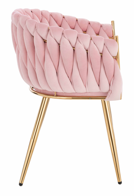 HR750 Scaun cu picioare Aurie Roz Pudra din Catifea