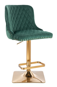 HR940KW Scaun Verde din Catifea cu Bază Aurie