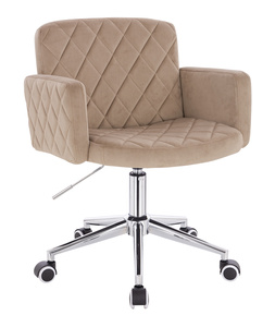 HR802K Scaun Latte din Catifea cu Bază Cromata