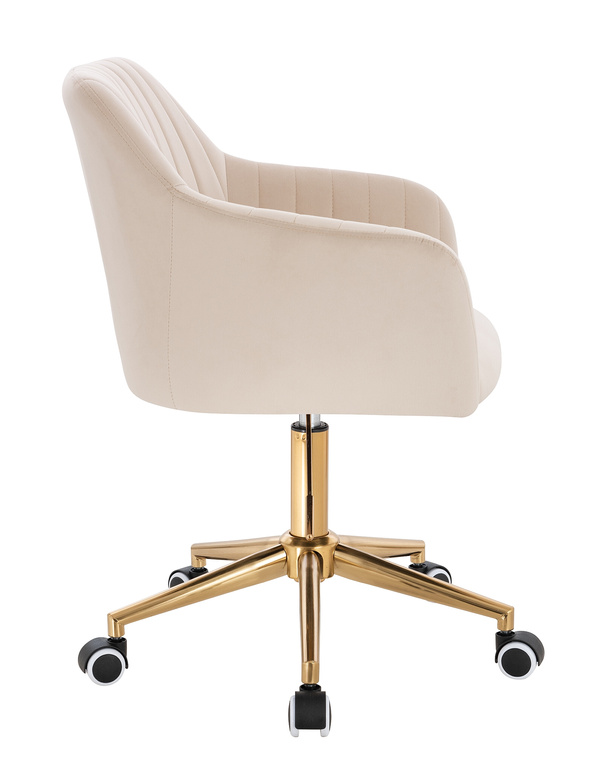 HR190K Scaun Crem din Catifea cu Bază Aurie