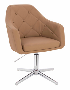 HR831CROSS Scaun Caramel Piele Ecologica Premium Soft cu Bază Cromata