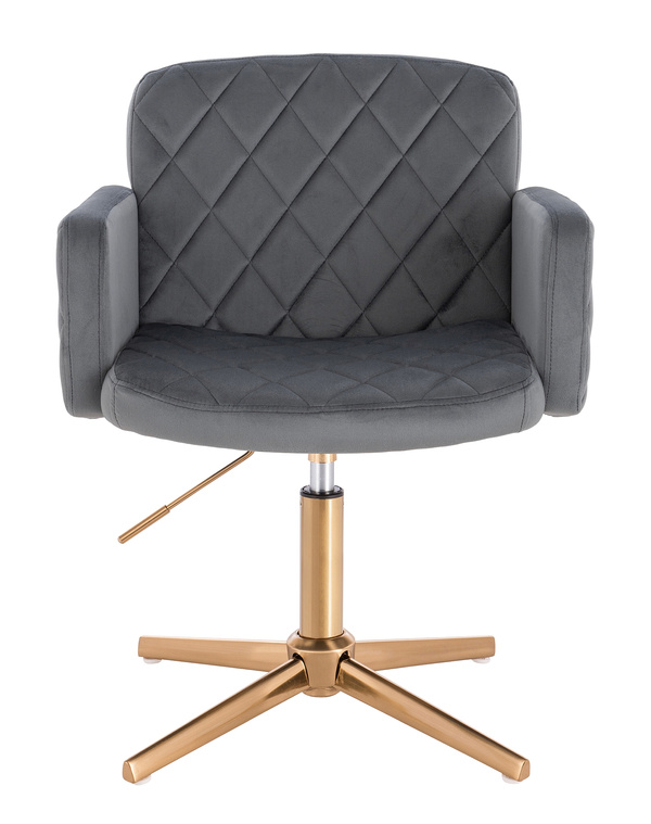 HR802CROSS Scaun Grafit din Catifea cu Bază Aurie