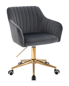 HR190K Scaun Grafit din Catifea cu Bază Aurie