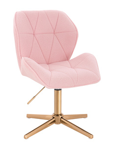 HR212CROSS Scaun Roz Pudra Boucle cu Bază Aurie