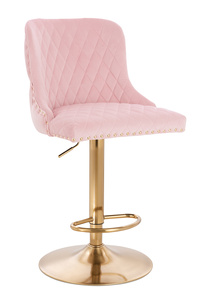 HR940W Scaun Roz Pudra din Catifea cu Bază Aurie