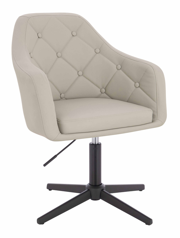 HR831CROSS Scaun Ecru Piele Ecologica Premium Soft cu Bază Neagră