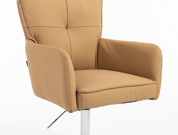 HR250N Scaun Piele Ecologică Premium Soft Culoare Caramel Bază Cromata