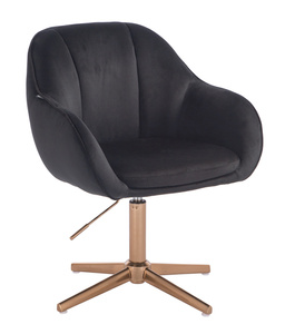 HR2055CROSS Scaun Neagră din Catifea cu Bază Aurie