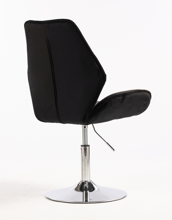 HR350N Scaun Neagră din Catifea Bază Cromata