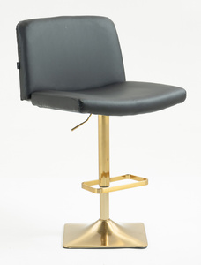 HR150KW Scaun Neagră din Piele Ecologica cu Bază Aurie