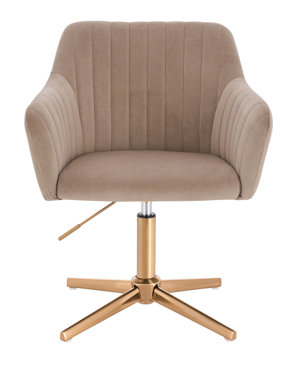 HR190CROSS Scaun Latte Pudra din Catifea cu Bază Aurie