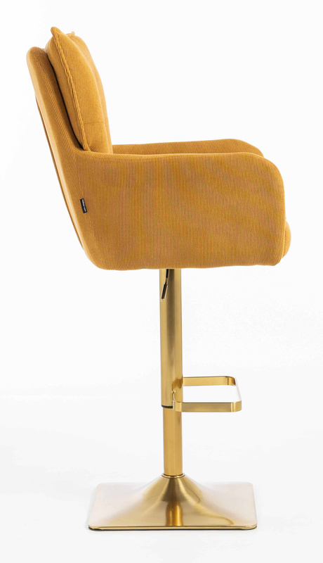 HR250KW Scaun Catifea Reiată Premium Ruloare Curry Galben Bază Aurie