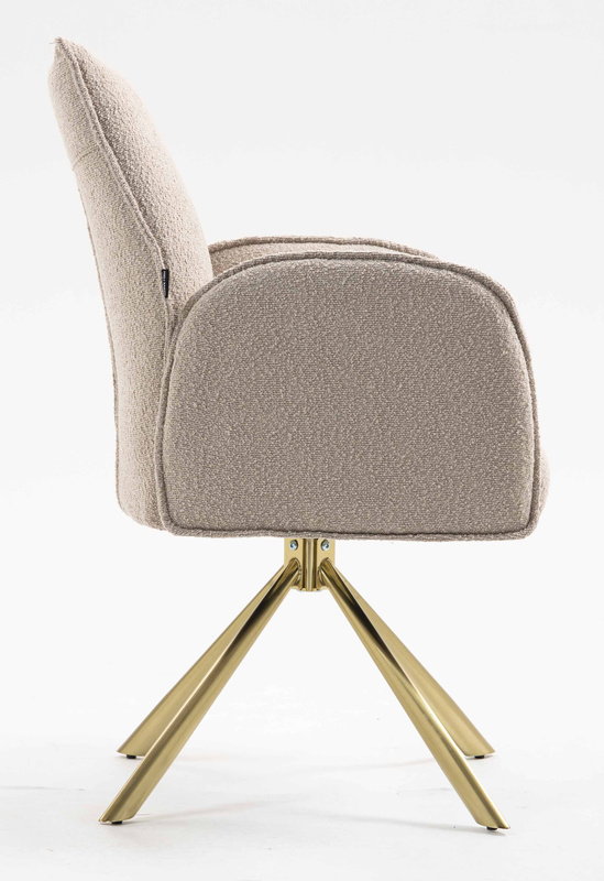 HR280 BAZĂ STEA Scaun Latte Boucle cu Bază Aurie