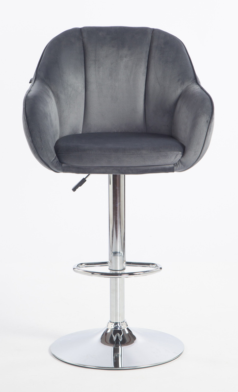 HR2055W Scaun Grafit din Catifea cu Bază Cromata