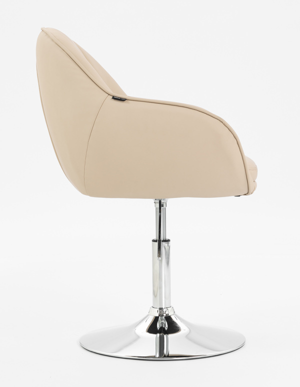 HR2055N Scaun Crem din Piele Ecologica cu Bază Cromata