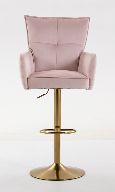 HR250W Scaun Catifea Roz Pudra Bază Aurie