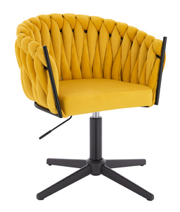 HR750CROSS Scaun Galbenă din Catifea cu Bază Neagră