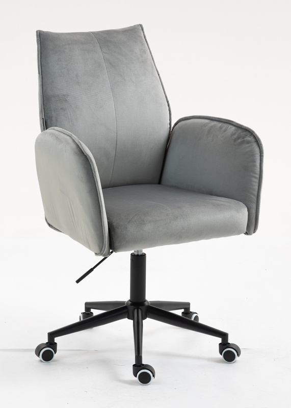 HR280K Scaun Gray din Catifea cu Bază Neagră