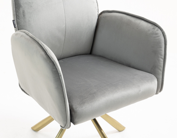 HR280 BAZĂ STEA Scaun Gray din Catifea cu Bază Aurie